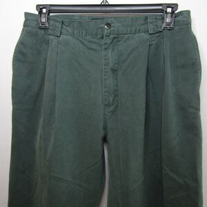 Vtg 90's Trilogy Men's Size 36 Dark Green Pleated Cotton Chino Pants Casual